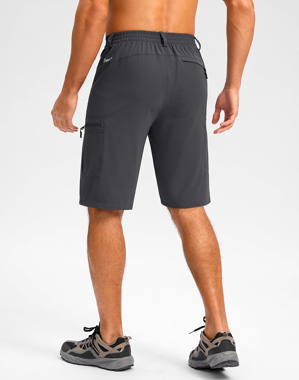 Thumbnail 2 de Pudolla Men’s 9-Inch Hiking Cargo Shorts with 5 Zipper Pockets (Lightweight, Quick-Dry, UPF 50+)