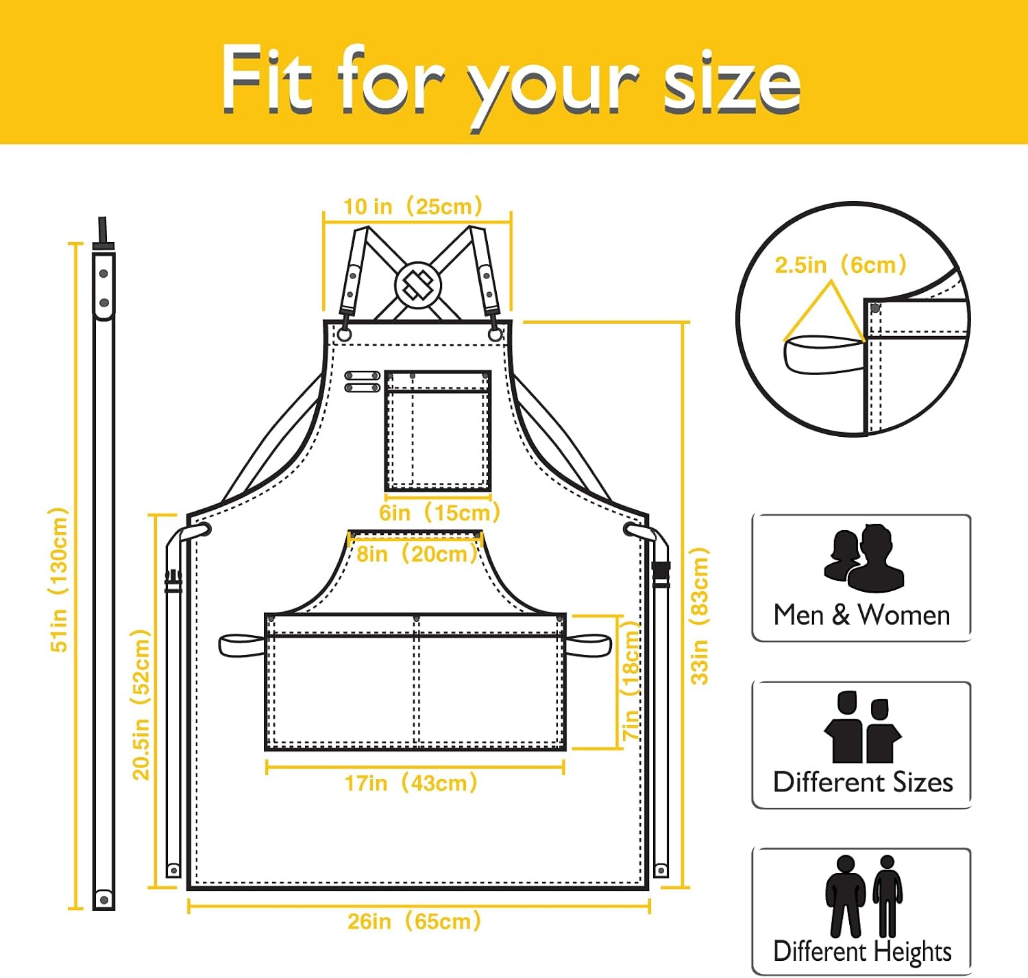 Thumbnail 4 de Stenffy Kitchen Apron: Cotton Canvas, Adjustable Cross Back, Universal Size
