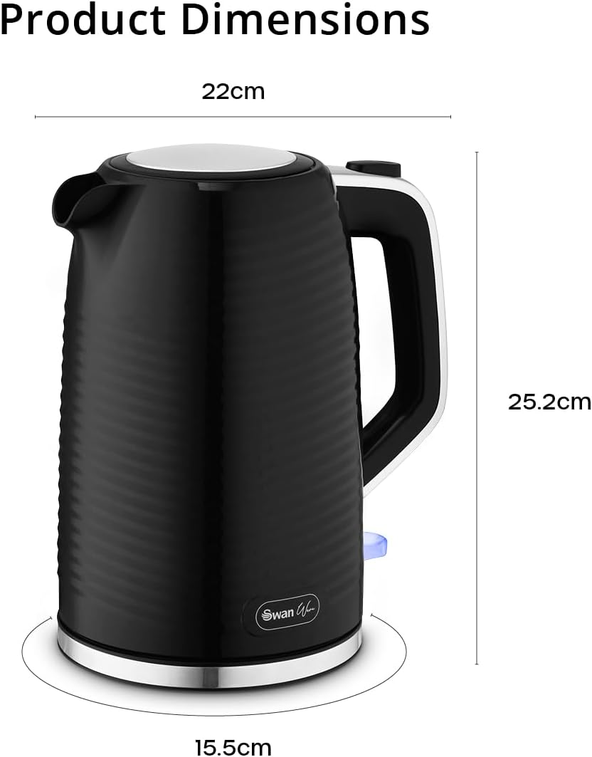 Detalle de Swan Wave Cordless Kettle (1.7 L, 3000W) – fast boil, with boil dry protection