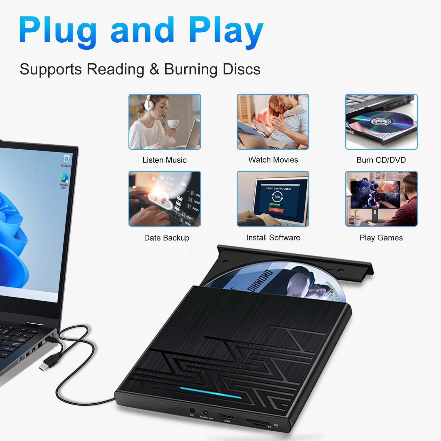 Thumbnail 3 de NOLYTH Externes DVD Laufwerk USB 3.0 Type-C