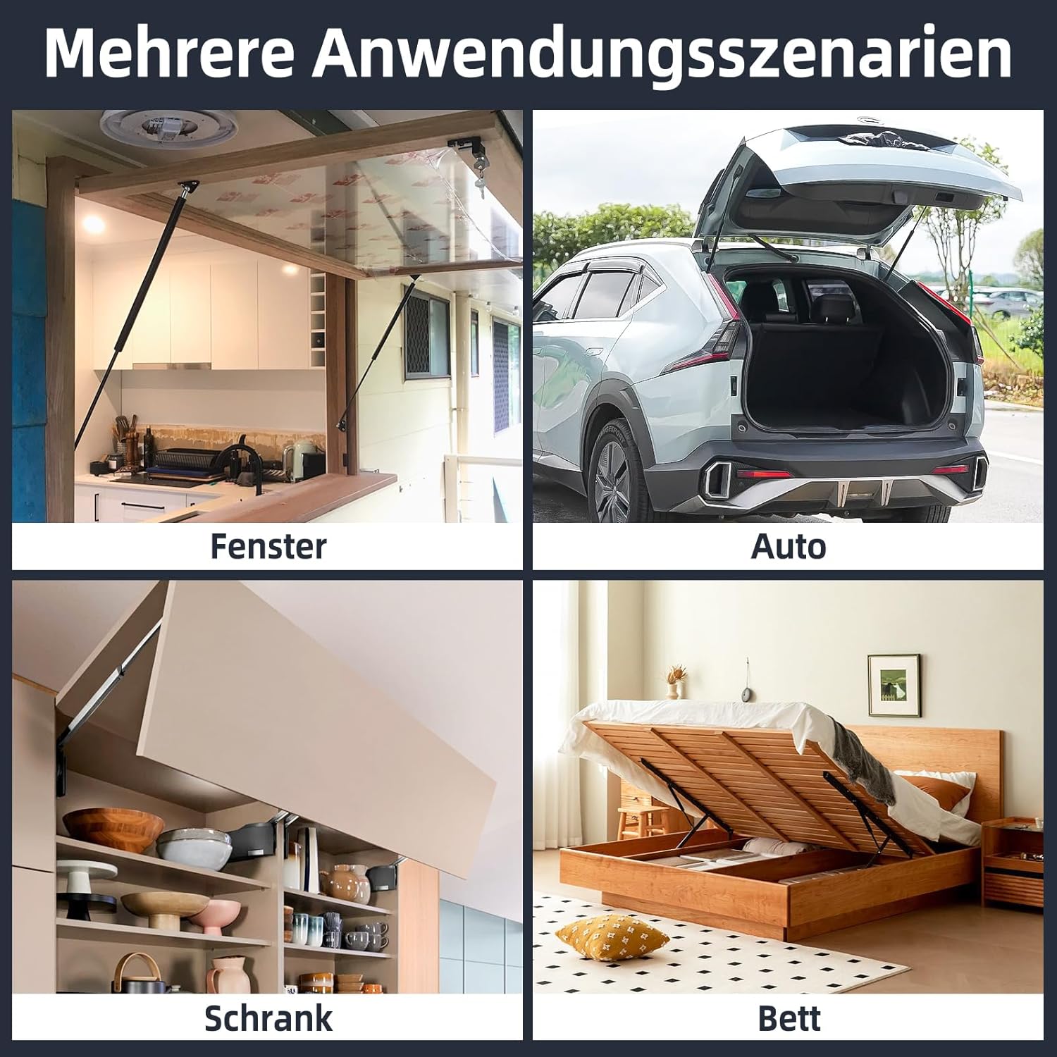 Thumbnail 6 de CEOTIS 10-mm Kugelbolzen Montagehalterung breit – Montage-Set für Gasdruckdämpfer (4 Stück), schwarz