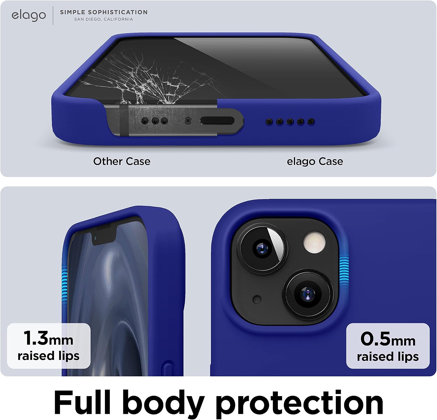 Detalle de elago Coque Silicone Liquide pour iPhone 13 (6,1") — protection antichoc 3 couches bleu cobalt
