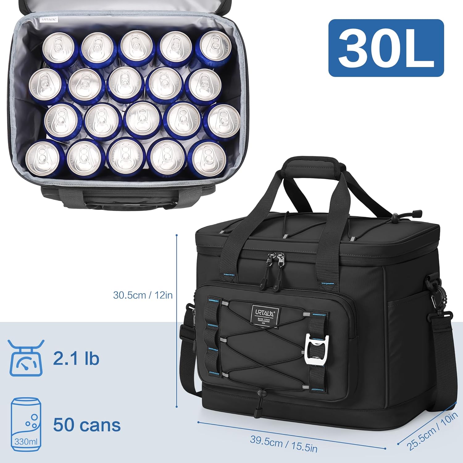 Detalle de Urtala Sac Isotherme 30 L – glacière souple pour le camping et les voyages