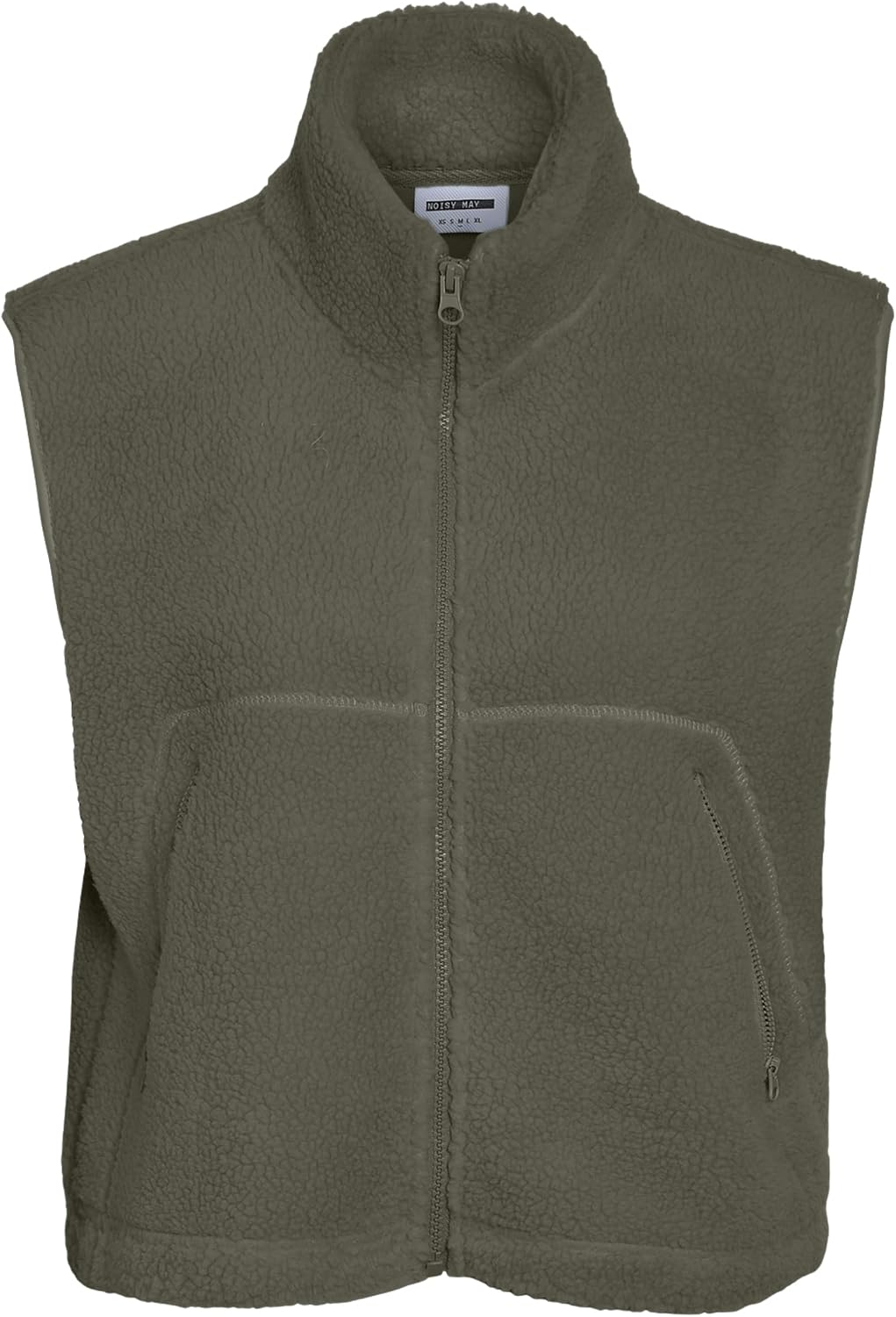 Detalle de NOISY MAY Damen Nmmasey Short Teddy Vest FWD Noos – Weste mit hohem Kragen für jugendlichen Stil