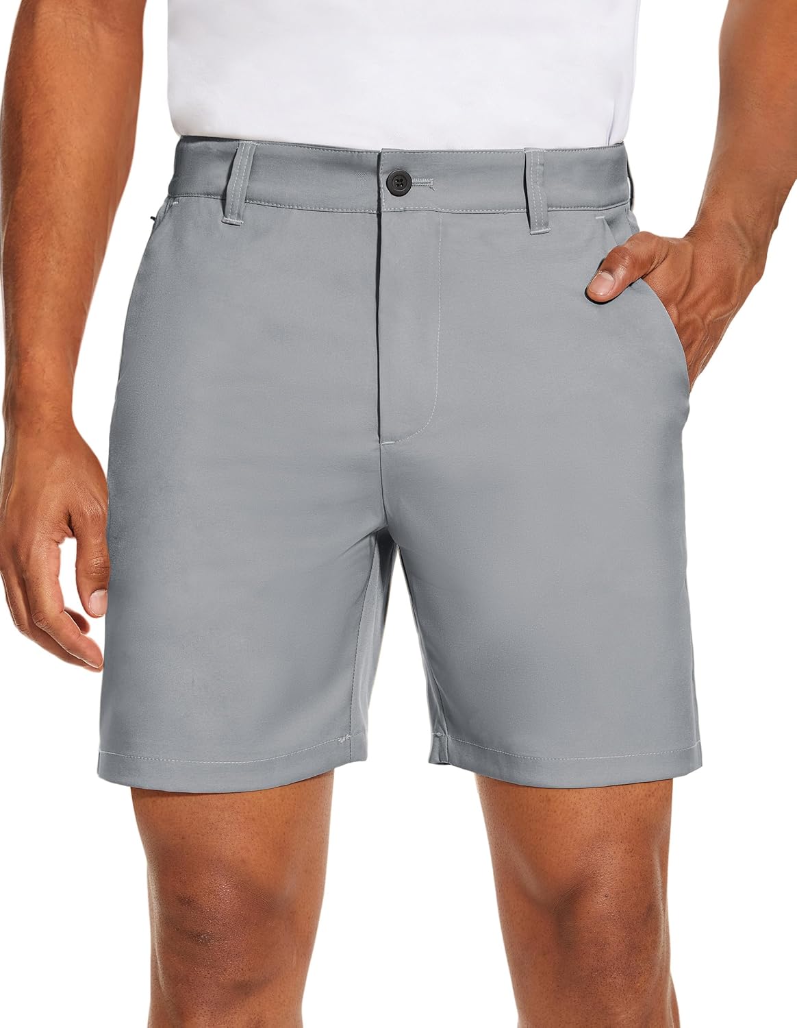 Detalle de PULI Men's Golf Dress Shorts Flat Front Hybrid 7 Inch – Lightweight Quick-Dry Chino with Pockets
