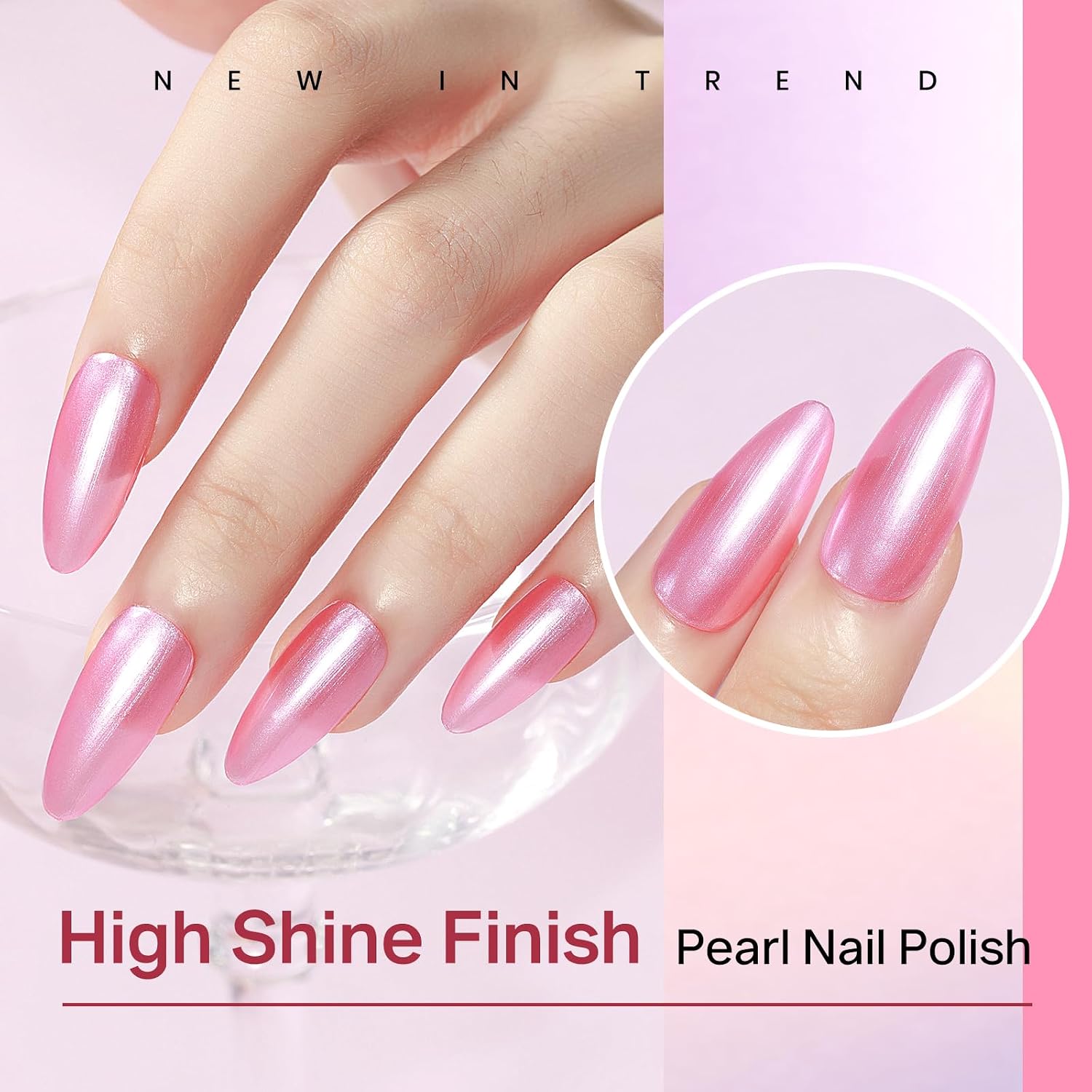 Detalle 2 de MIZHSE Pearlescent Rose Pink Nail Polish — Quick Dry, Oil-Based 15ml