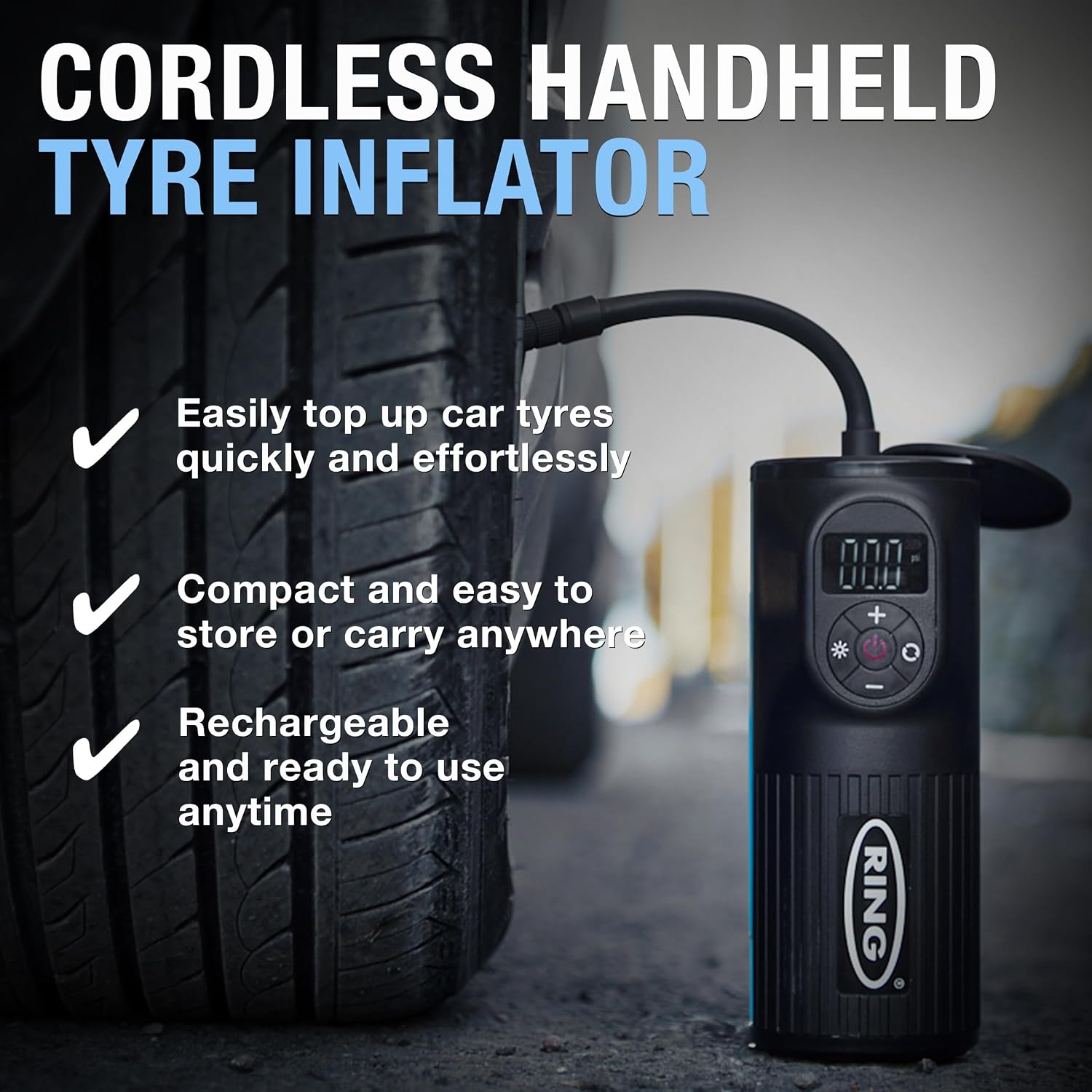 Detalle de RING TyreInflate GO 2 cordless tyre inflator 2,000mAh