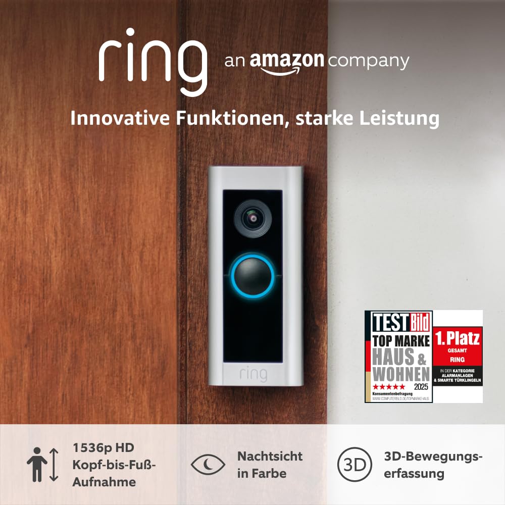 Thumbnail 6 de Ring Videotürklingel Pro Kabel (kabelgebunden) + Netzteil – Klingel mit Kamera, 1536p HD und 3D-Bewegung