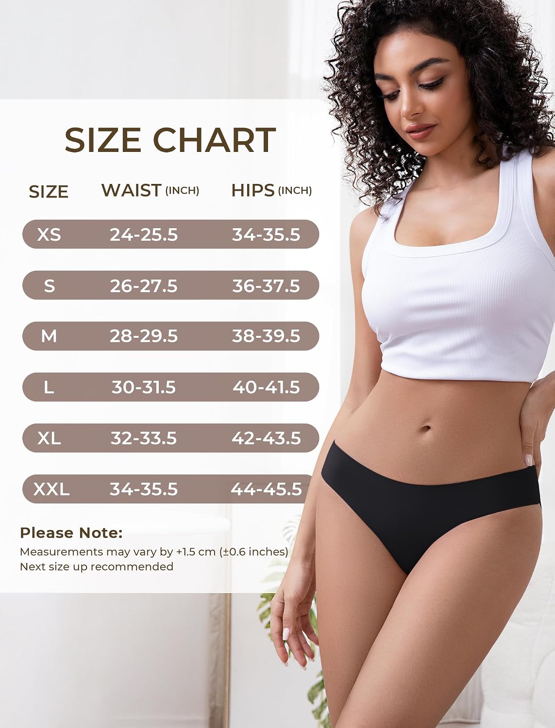 Detalle 2 de VOENXE bezszwowe majtki damskie, 5-pak, niski stan, fason bikini