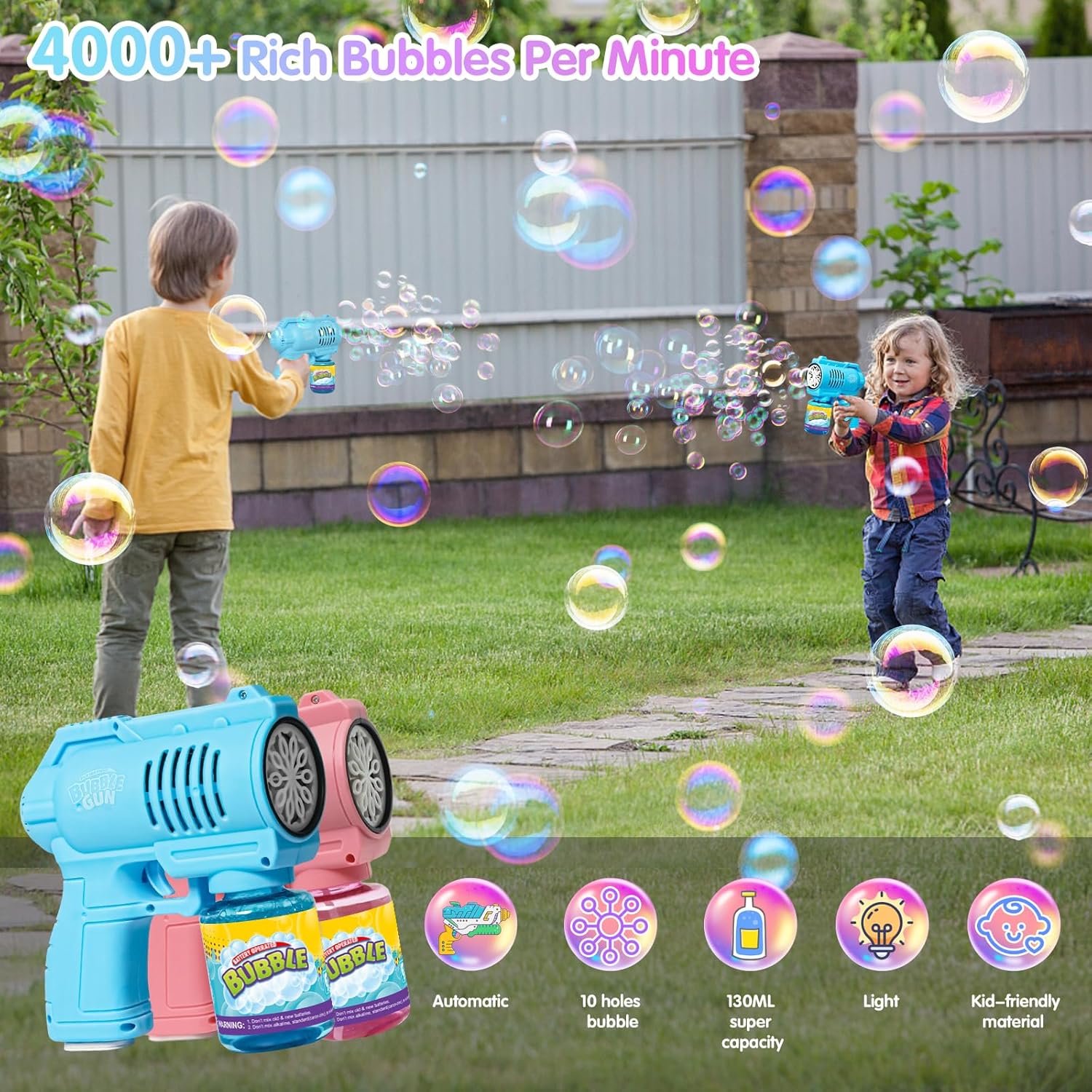 Detalle de Panacare Bubble Gun Seifenblasenmaschine 4000+ Blasen/Min
