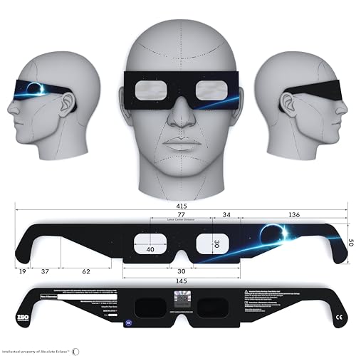Detalle de Absolute Eclipse Lunettes Astronomie Eclipse Solaire 2026 – Lot 6, Certification ISO 12312-2, QR d’authenticité