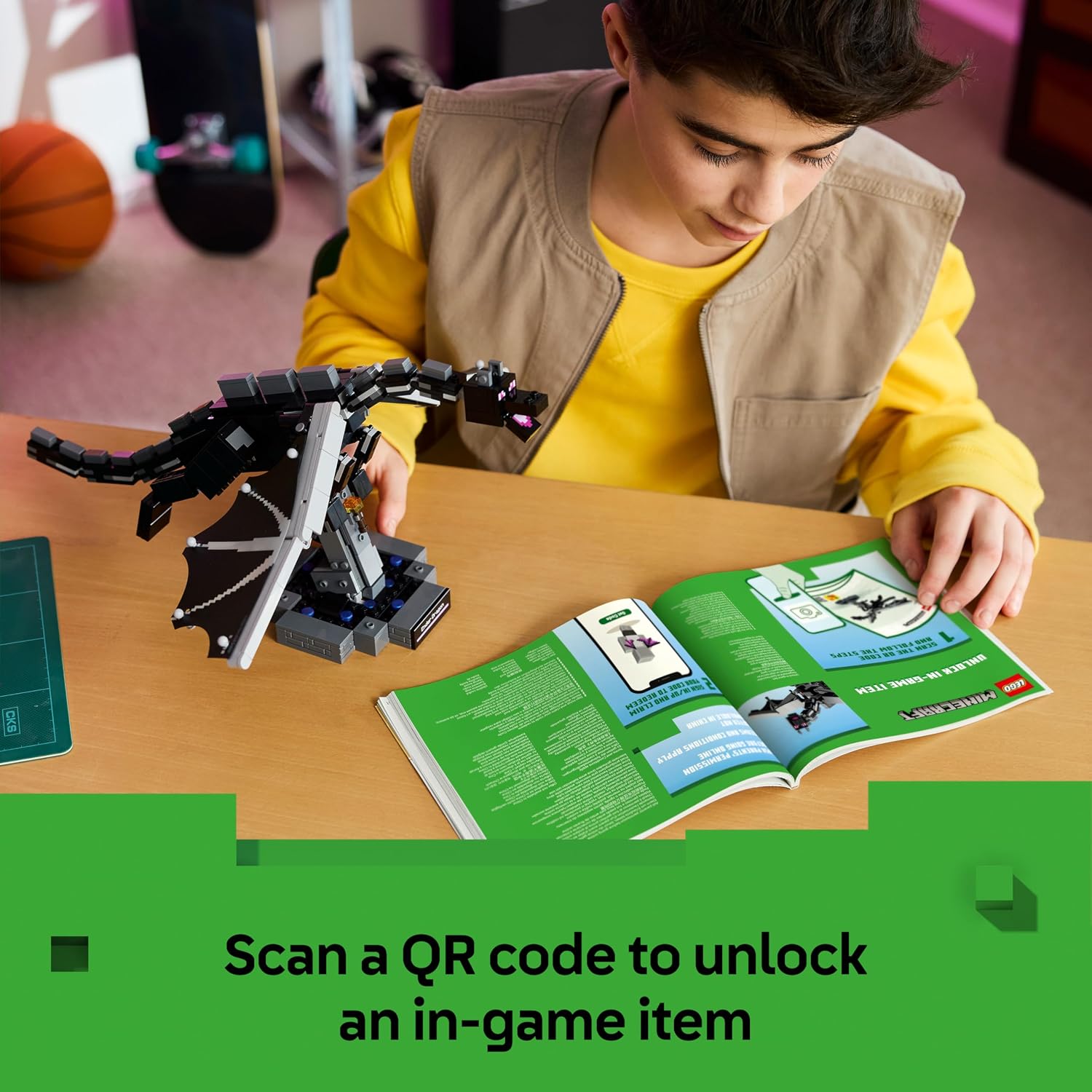 Detalle 2 de LEGO Minecraft The Ender Dragon Figure 21595 – Interactive Display Kit for Kids’ Bedrooms