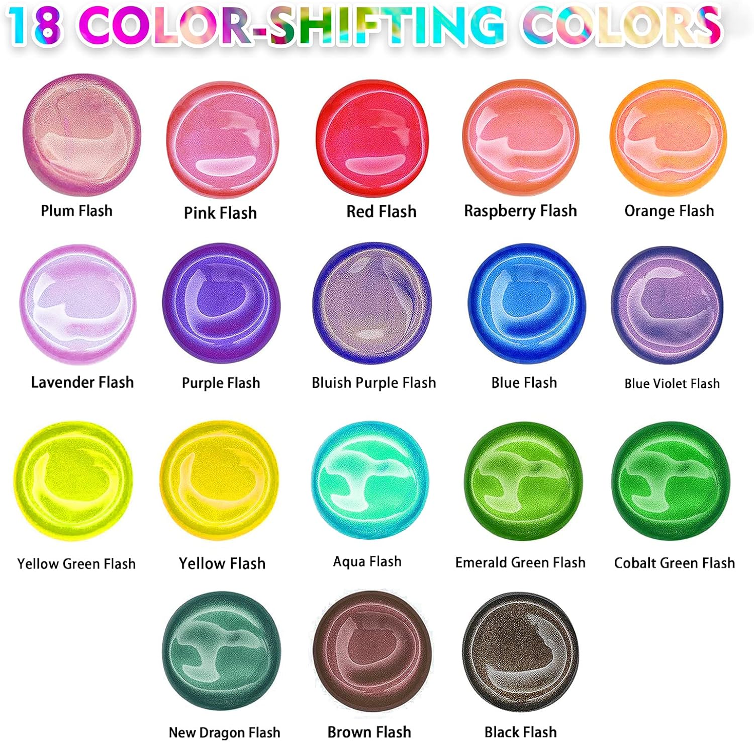 Thumbnail 1 de ABEIER Acrylfarbe Schillerndes Chamäleon-Set (18 Farben), 2 oz/60 ml pro Flasche