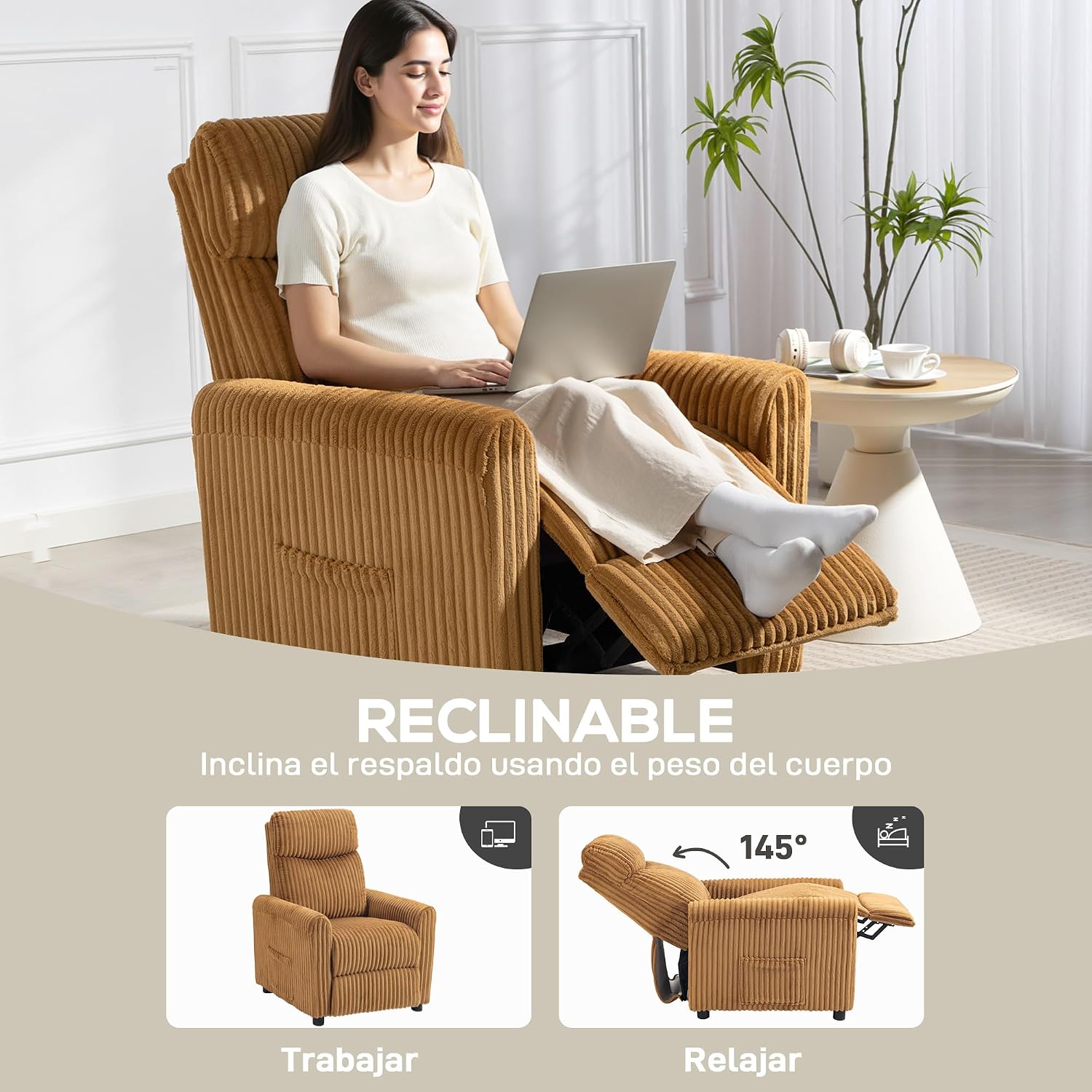 Detalle 2 de HOMCOM Sillón Relax Reclinable 73x86x100 cm