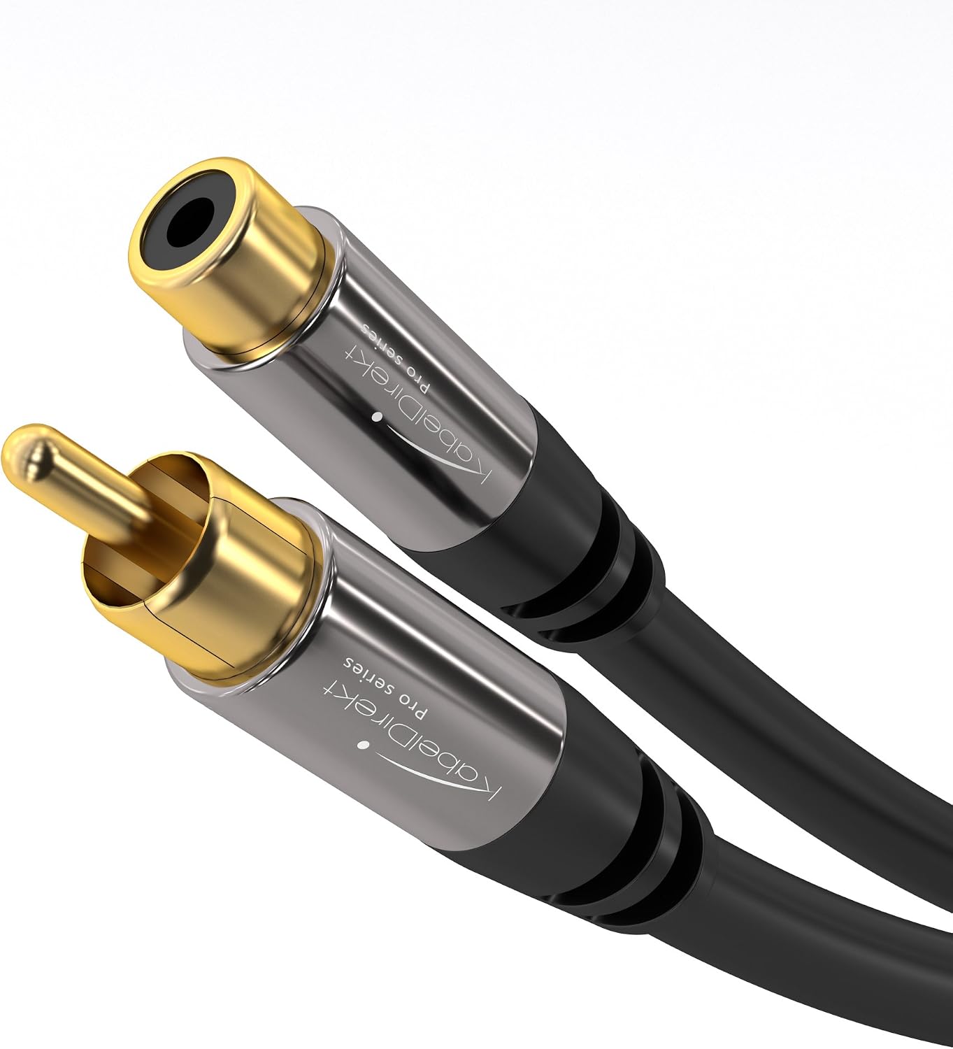 Detalle de KabelDirekt Cinch-Verlängerungskabel 3 m – Hybrid-Kabel für brillanten Ton, entwickelt in Deutschland