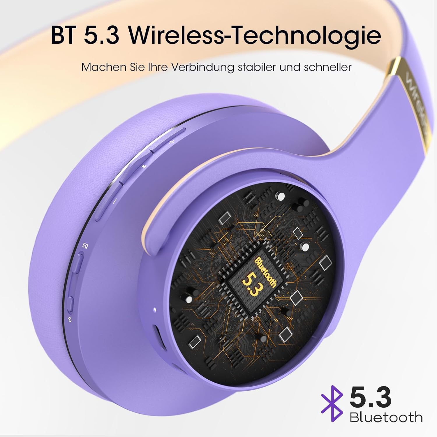Detalle 1 de DOQAUS Bluetooth Over-Ear Kopfhörer Care 1 (bis zu 90 Std., 3 EQ-Modi) mit Mikrofon – Lila