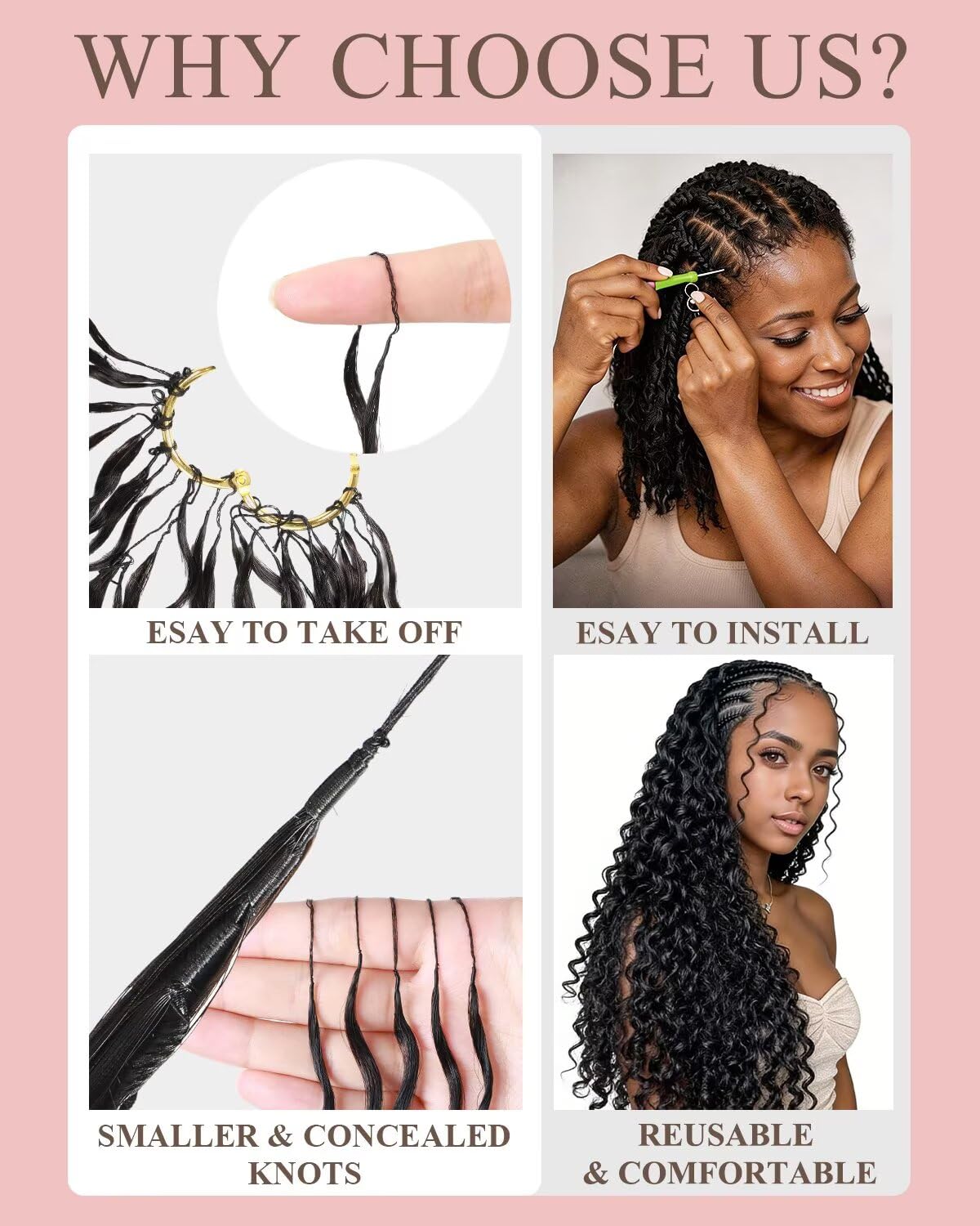 Thumbnail 1 de Human Crochet Hair for Black Women — 18-Inch Feather Burmese Curly Crochet Hair, 55g per Pack (40 Strands)