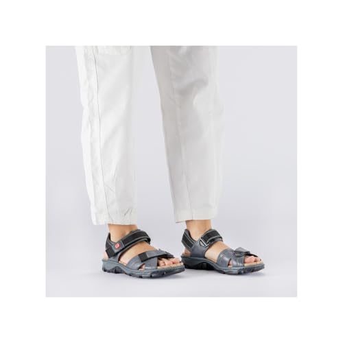Detalle 2 de Rieker Damen Klassische Sandalen 68851 – Blau, Klettverschluss, Schmale Weite
