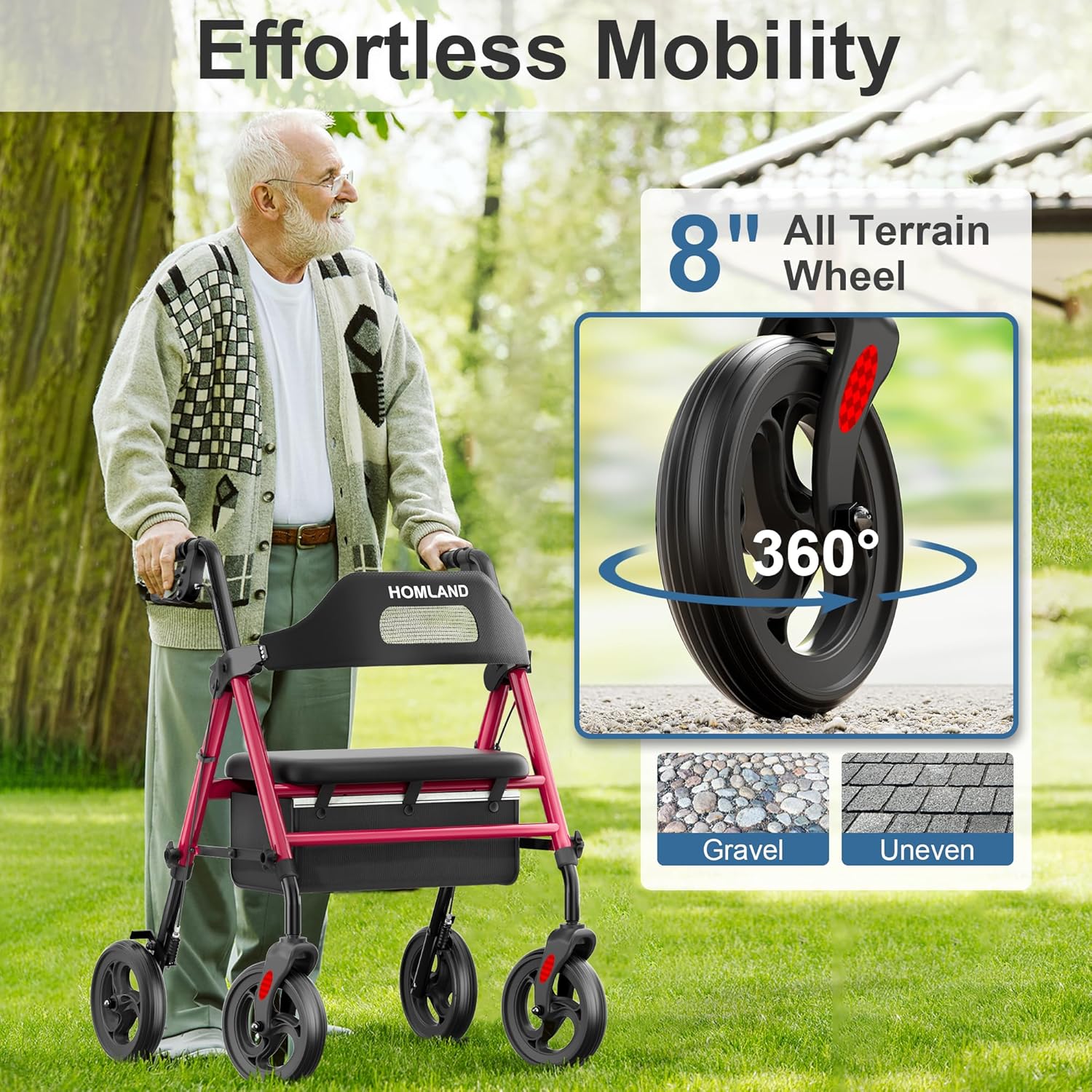 Thumbnail 4 de HOMLAND Foldable Rollator Walker 350 lb capacity
