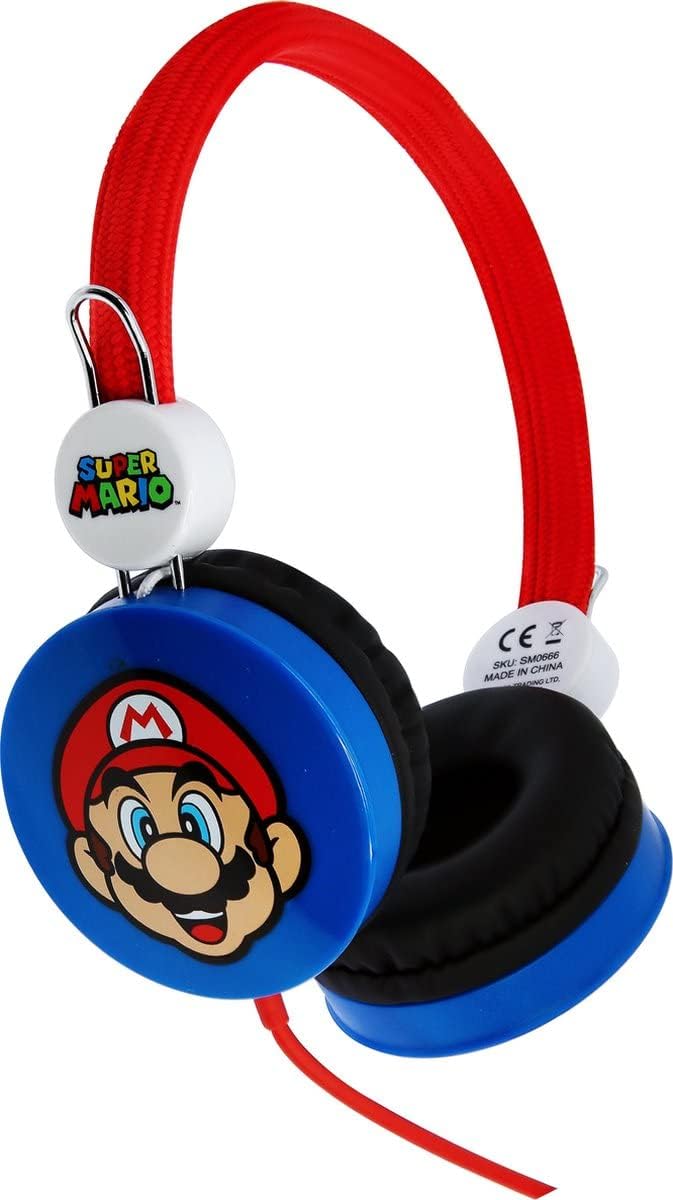 Detalle de OTL Technologies Super Mario Stereo Headset für Kinder – 85 dB Lautstärkebegrenzung, verstellbares Kopfband, blau (SM0666)
