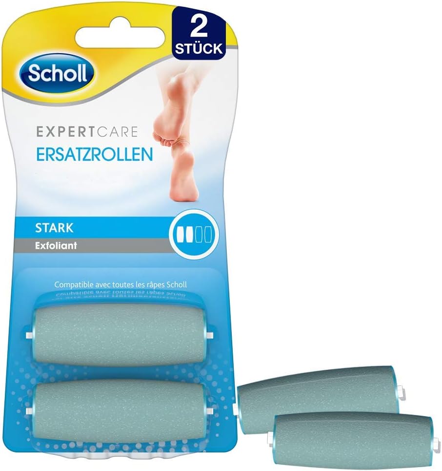 Detalle de Scholl Expert Care Wet & Dry Ersatzrollen Stark – Nachfüller für elektrische Hornhautentferner (2 Rollen) mit Meeresmineralien