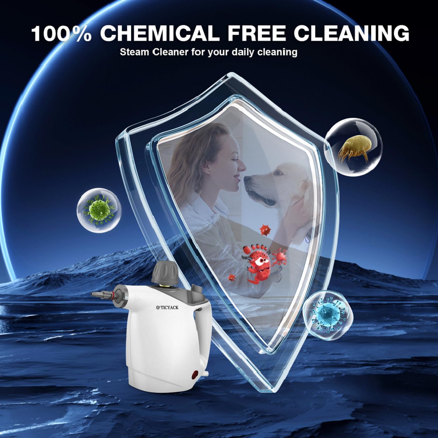 Thumbnail 4 de TICYACK Handheld Steam Cleaner: 500ML Tank, 16 Accessories, Chemical-Free Deep Cleaning