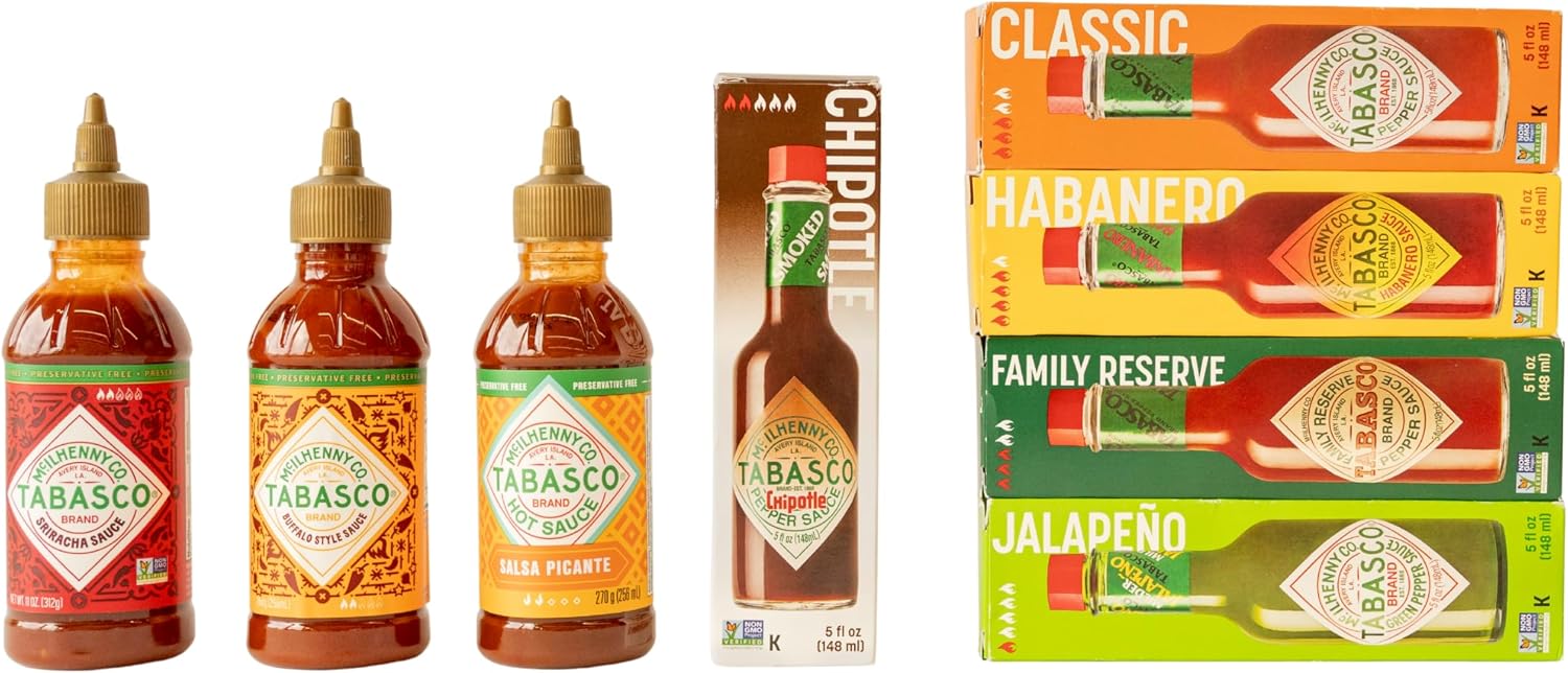 Thumbnail 2 de TABASCO Set di 8 Salse Piccanti – Red, Green, Chipotle, Habanero, Family Reserve e 3 Flaconi Squeeze