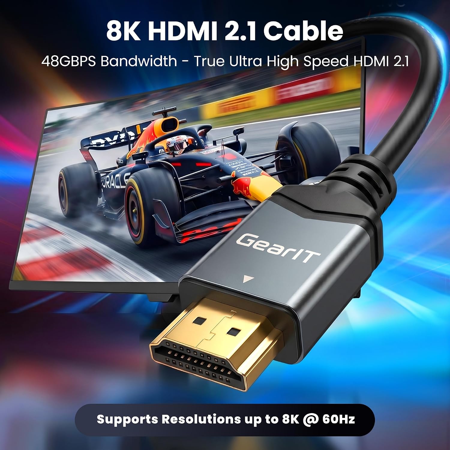 Detalle 2 de GEARit HDMI Cable 8K@60Hz 10ft (2-Pack) — Ultra HD 2.1, 48Gbps, 8K/4K Ready