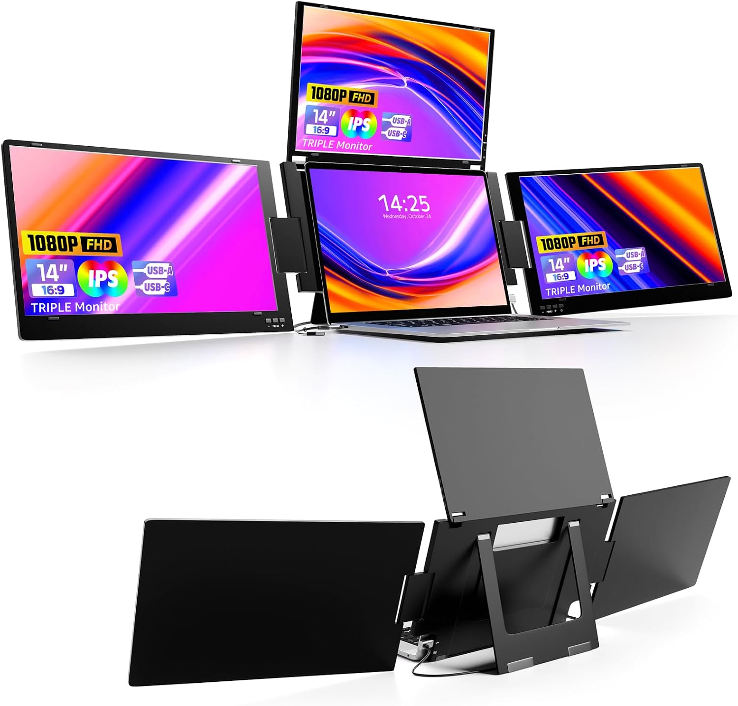 Detalle de KPKUE X90M 14" Triple Laptop Screen Extender