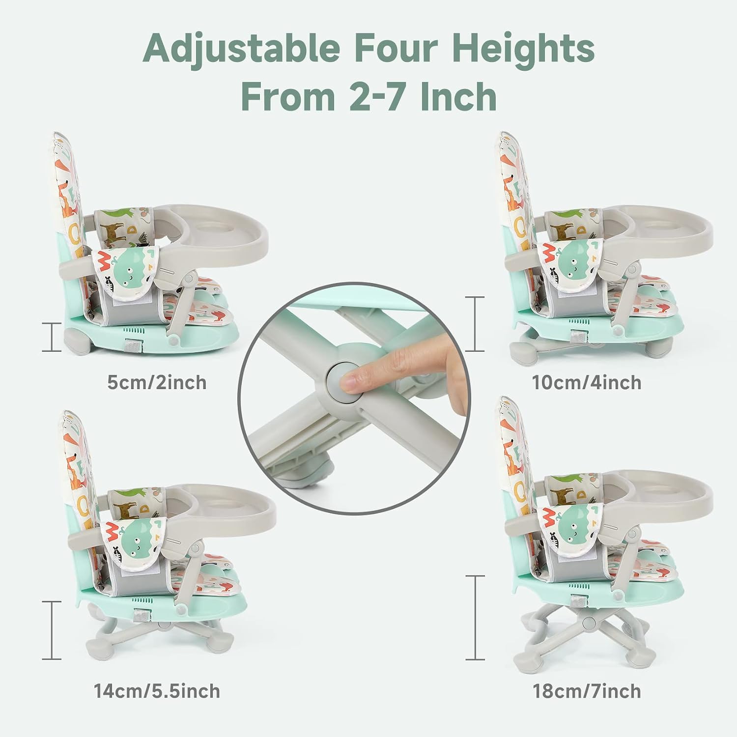 Detalle de YOLEO Baby High Chair Booster Seat, Foldable with 4 Height Settings