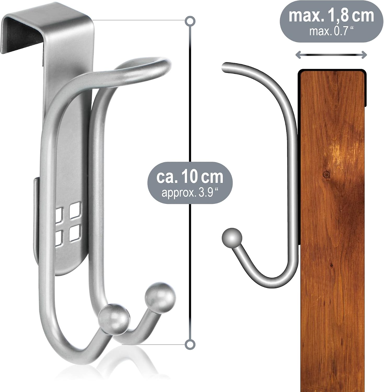 Thumbnail 5 de com-four® 8x Ganci per Porte – Ganci Appendiabiti Doppi con Protezione in Schiuma per Ante di Camere e Armadi