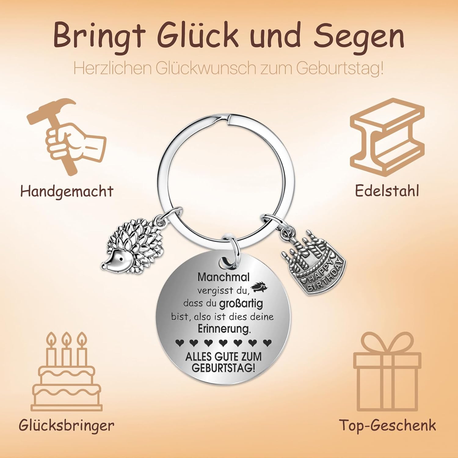 Thumbnail 5 de Farbeele Positive Igel und Glücksbringer-Schlüsselanhänger – Pocket Hug
