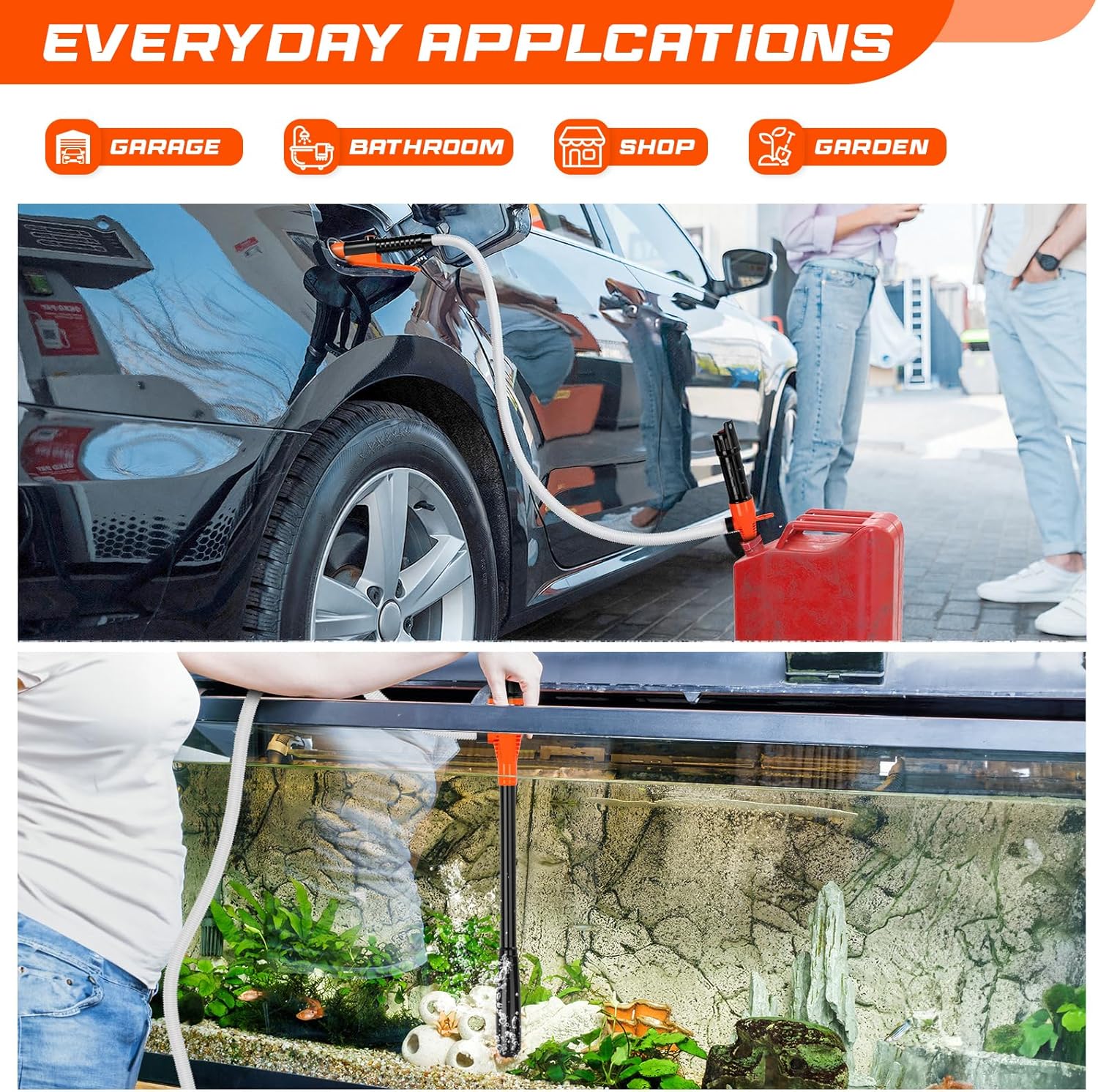 Detalle de BestCosy Automatic Electric Fuel Transfer Pump Siphon Pump (2.8 GPM) for Gas, Diesel, Kerosene & Water