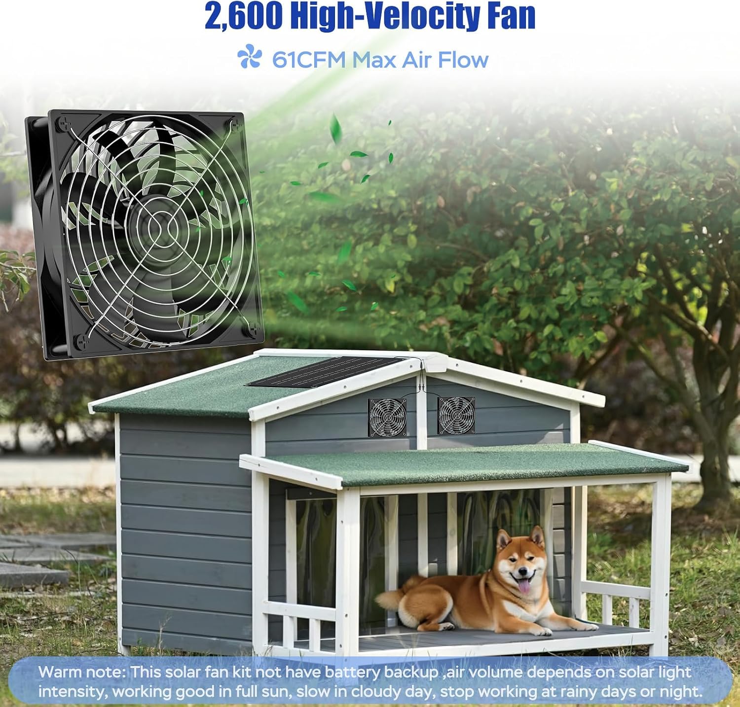 Detalle 2 de MARBERO 4.7 Inch Solar Powered Fan Kit with 15W Panel and Dual Waterproof Fans