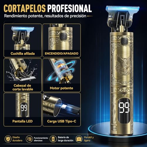 Detalle de Máquina de Cortar Pelo Hombre Solati: Cortapelos inteligente, inalámbrica y con pantalla LED – kit profesional