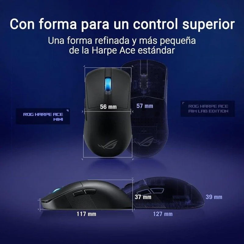Detalle de ASUS ROG Harpe Ace Mini 42.000 DPI ratón gaming 🖱