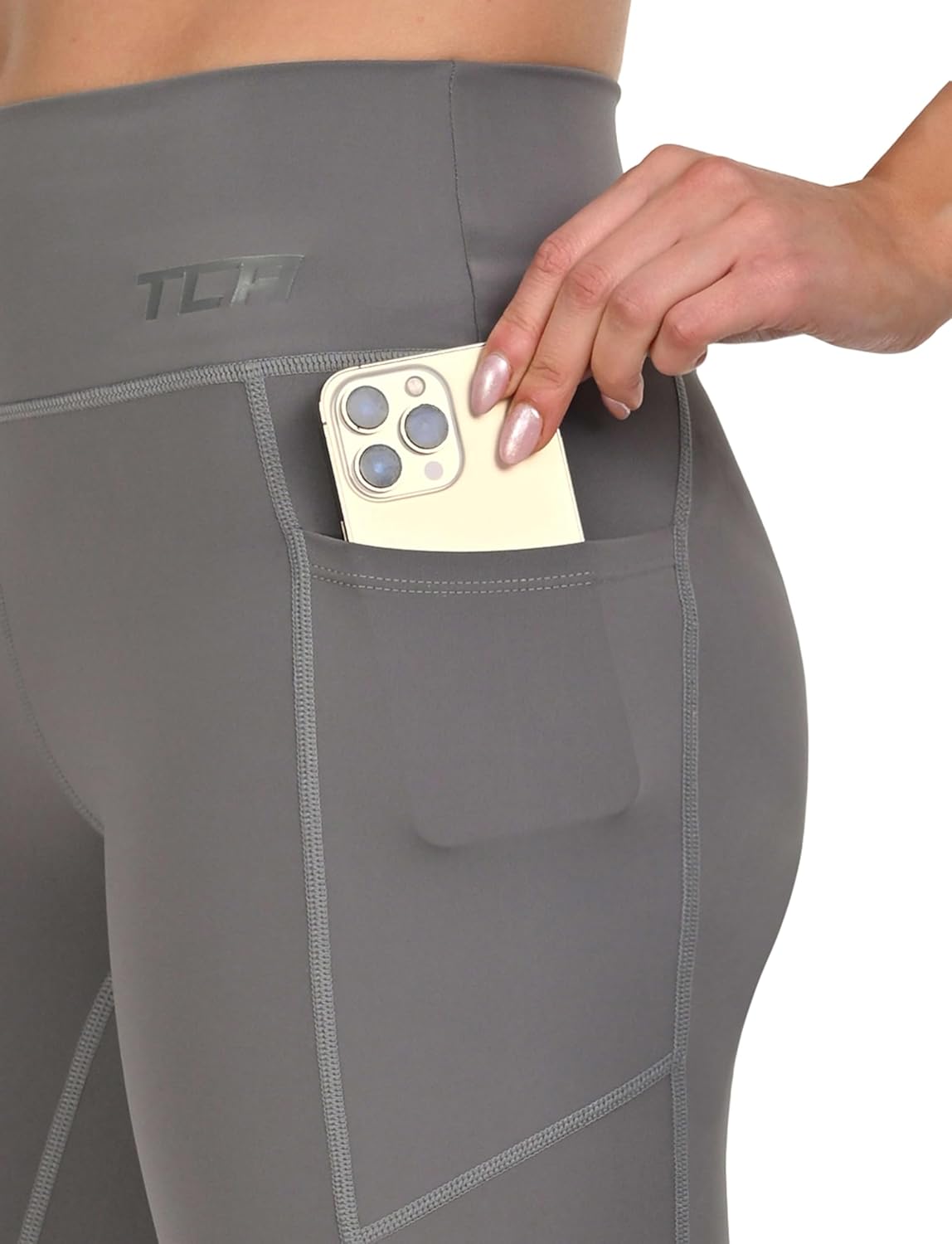 Thumbnail 3 de TCA Pantaloncini da Yoga a Vita Alta da Donna – Pantaloncini Biker Morbidissimi con Controllo Pancia e Tasche Laterali per Corsa, Palestra e Allenamento