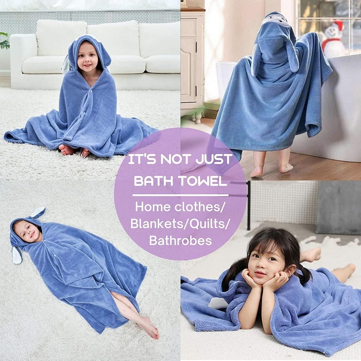 Thumbnail 3 de Fayscingo Baby Hooded Bath Towel Swaddle Blanket (Extra Large) — coral fleece poncho towel for swimming and showers