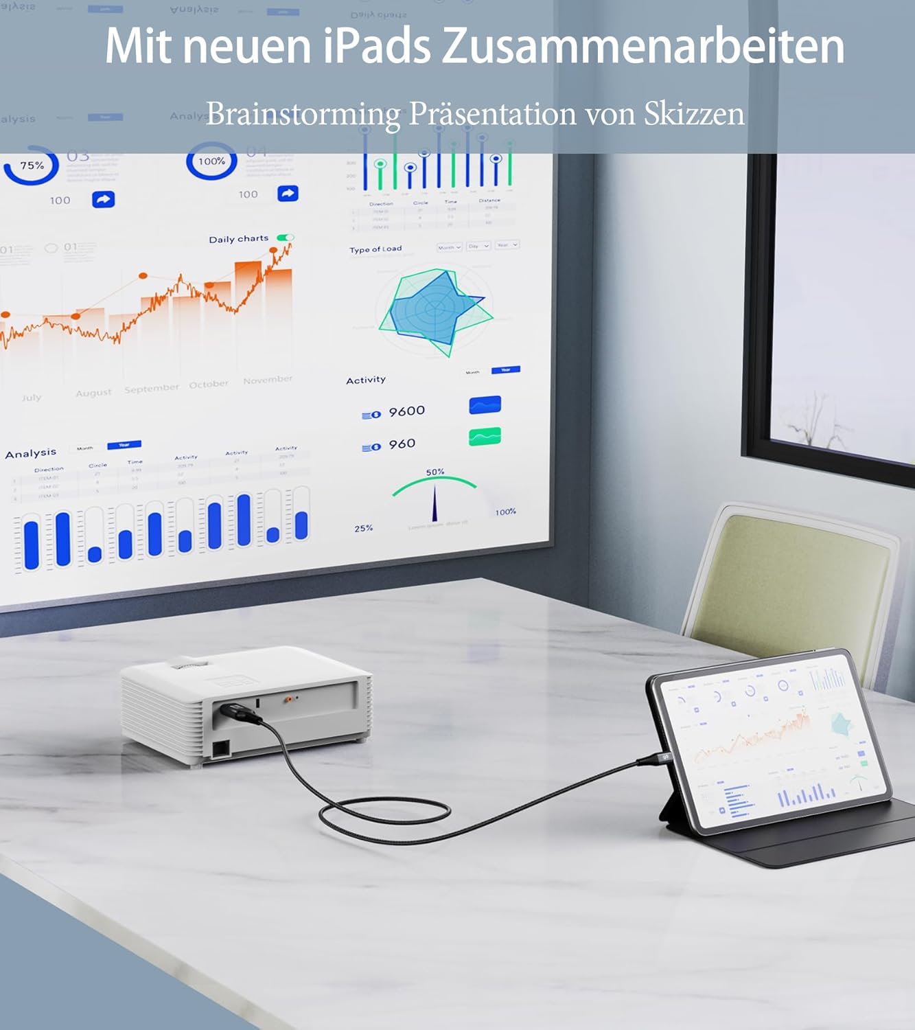 Thumbnail 3 de sweguard USB-C auf HDMI Kabel 4 m (4K@60 Hz) – Thunderbolt/USB-C kompatibler Adapter für Display-Übertragung