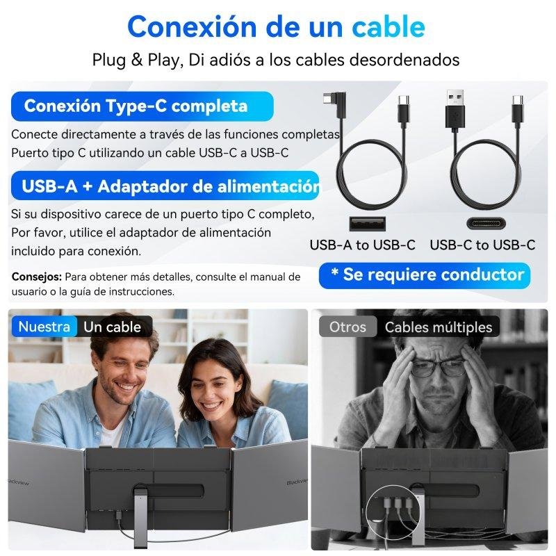 Detalle 2 de Monitor Blackview DCM6 Pro 14" FullHD IPS 60Hz – ultradelgado con altavoces y conectividad USB-C