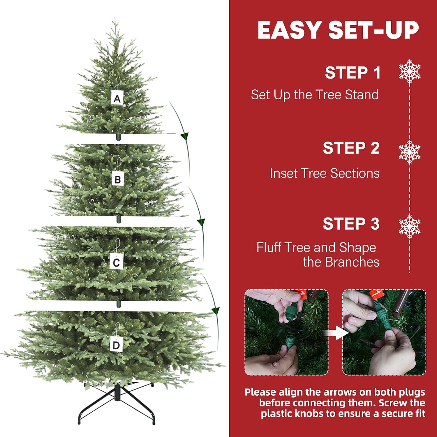 Detalle de Hykolity CTA-1617 9 ft Prelit Christmas Tree with 600 Warm White LEDs