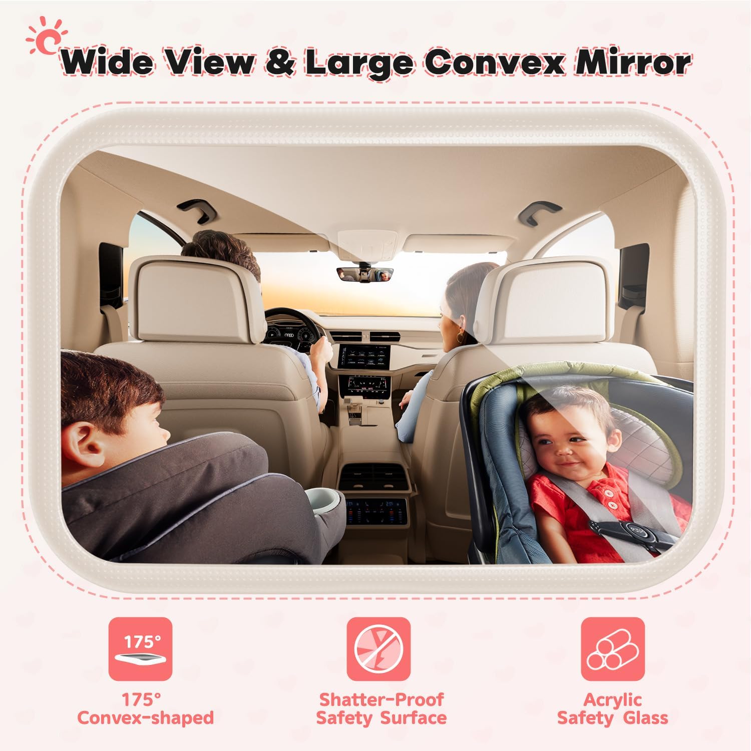 Thumbnail 3 de Mirrorsafe Baby Car Mirror for Rear-Facing Car Seats (White) – 360° Rotation, Shatterproof View