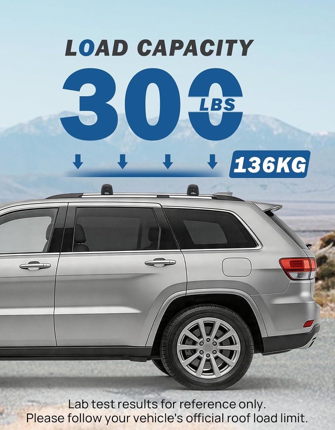 Detalle de JOYTUTUS 300lbs Heavy Duty Lockable Aluminum Roof Rack Cross Bars for Jeep Grand Cherokee L (2021–2026) and Grand Cherokee WL (2022–2026)