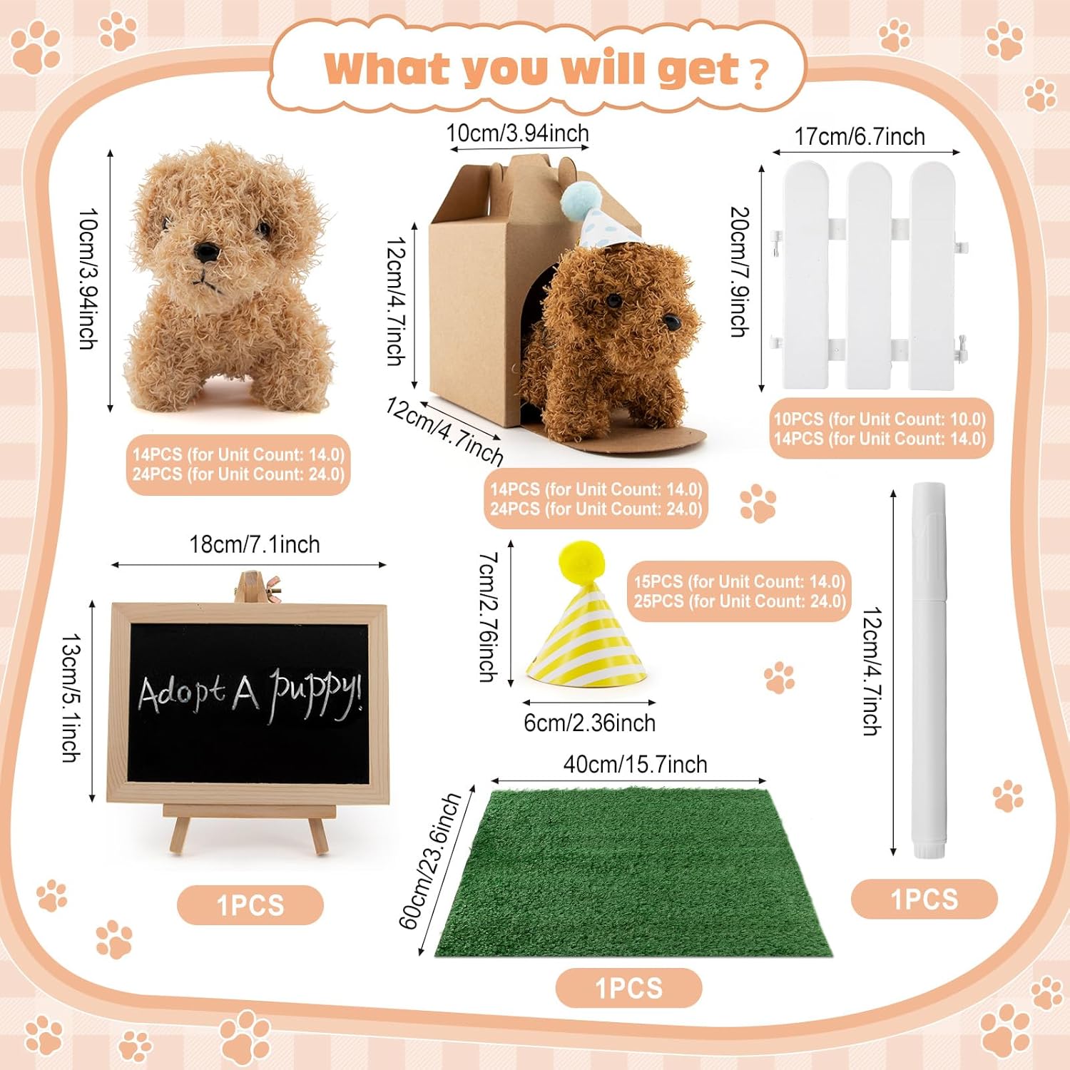 Thumbnail 2 de Rigibright 56Pcs Adopt A Puppy Party Favors Mini Plush Set