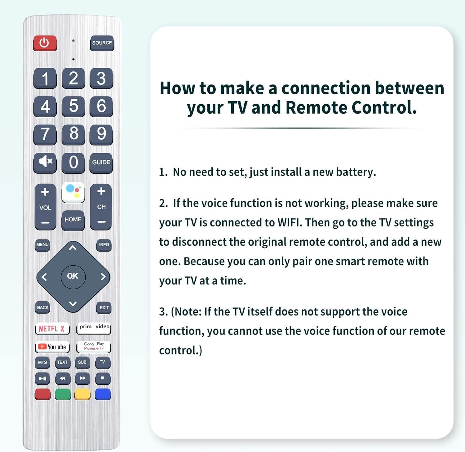 Thumbnail 3 de TCNOUMT Generic Replacement Remote for Sharp Aquos Smart HD Ultra TV — No Setup Required
