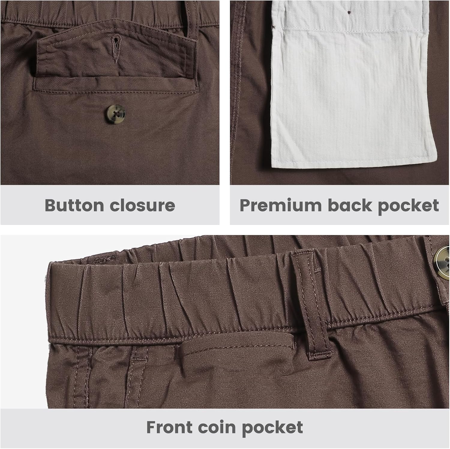 Detalle de maamgic Men's Classic-fit 5.5" Cotton Casual Shorts with Elastic Waistband and Multi-Pocket design
