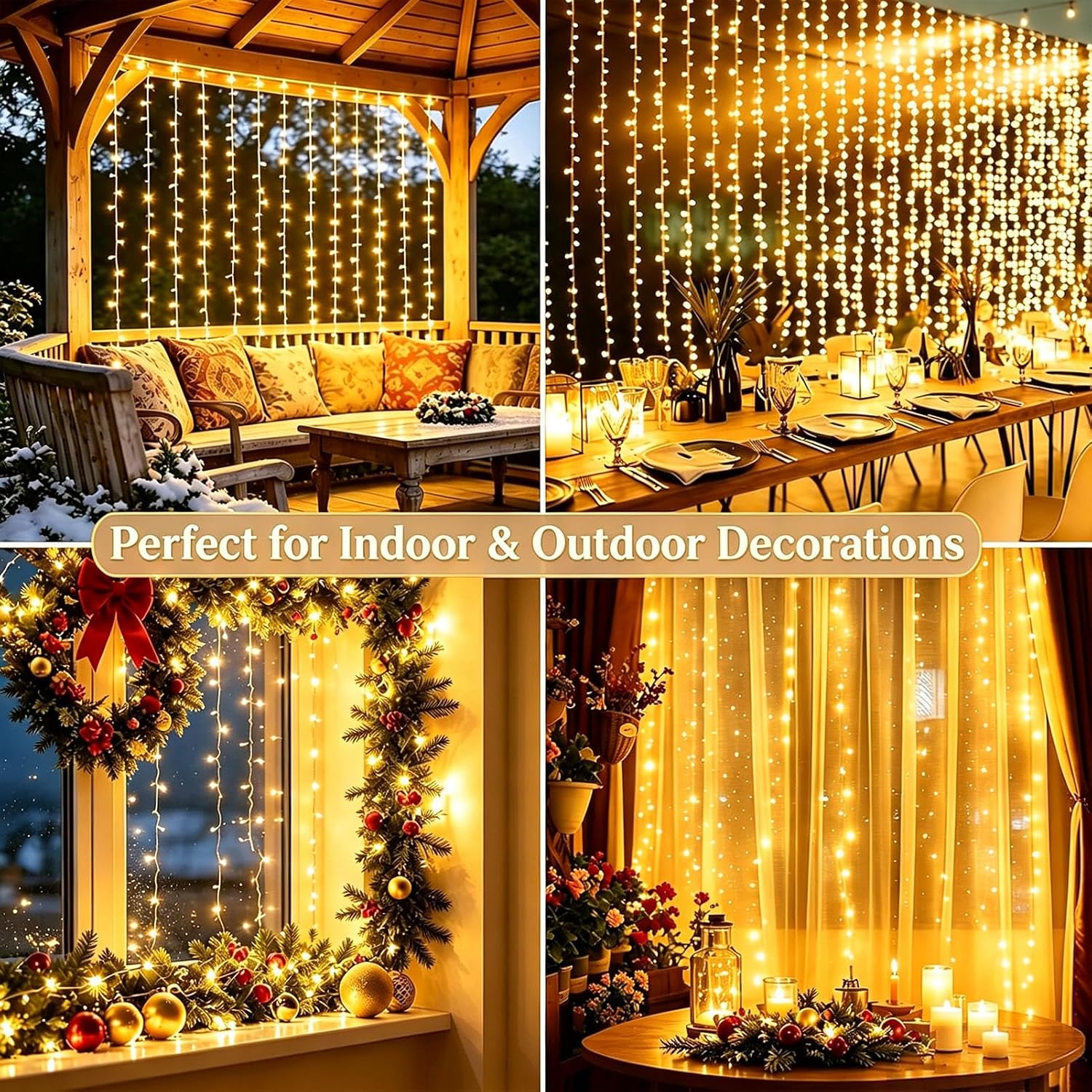 Detalle de yowin SW-LSL-3X6-600 lichtgordijn met 300 warmwitte leds en IP65