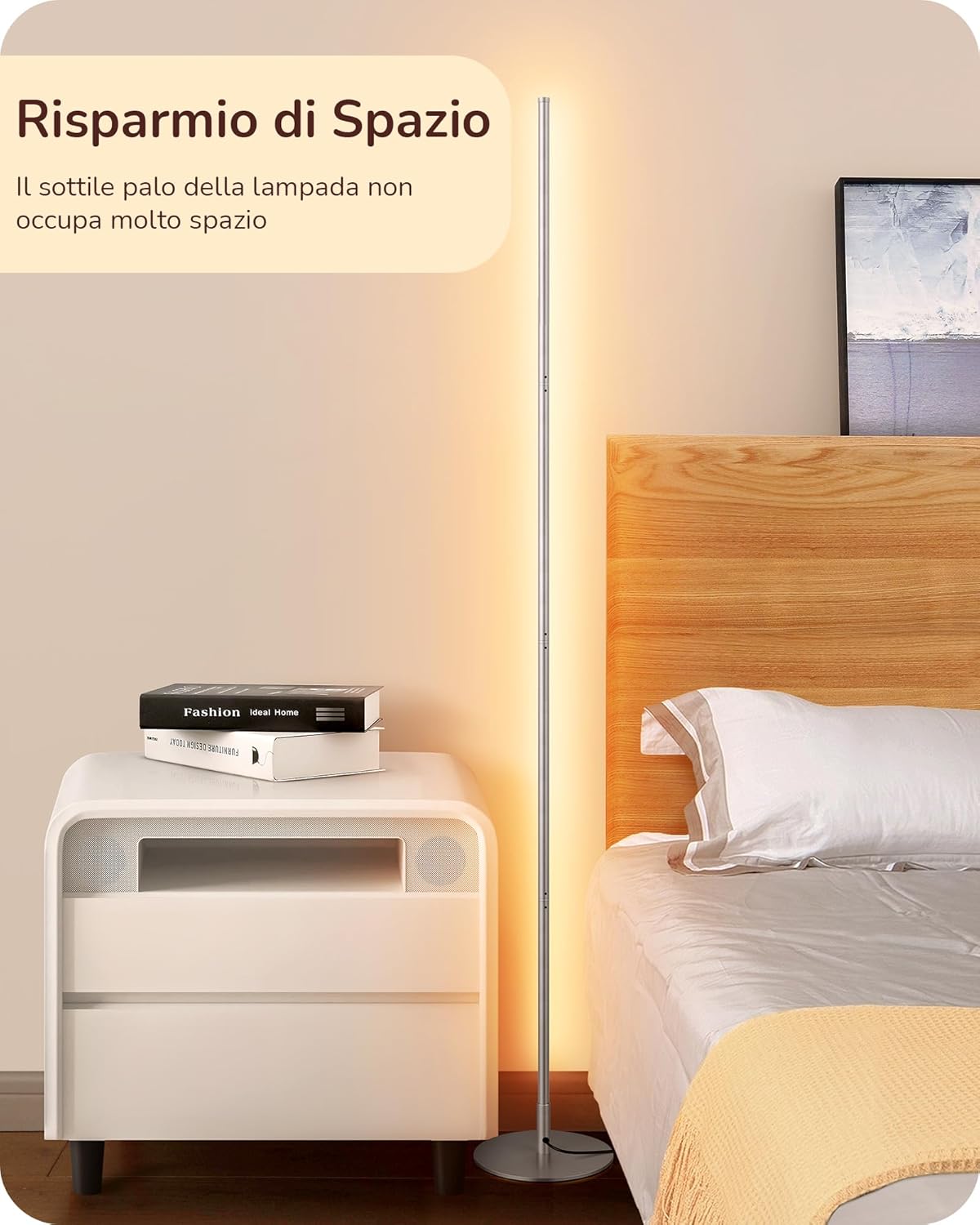 Thumbnail 3 de EDISHINE Lampada da Terra LED Dimmerabile con Interruttore a Pedale, 3000K, Argento