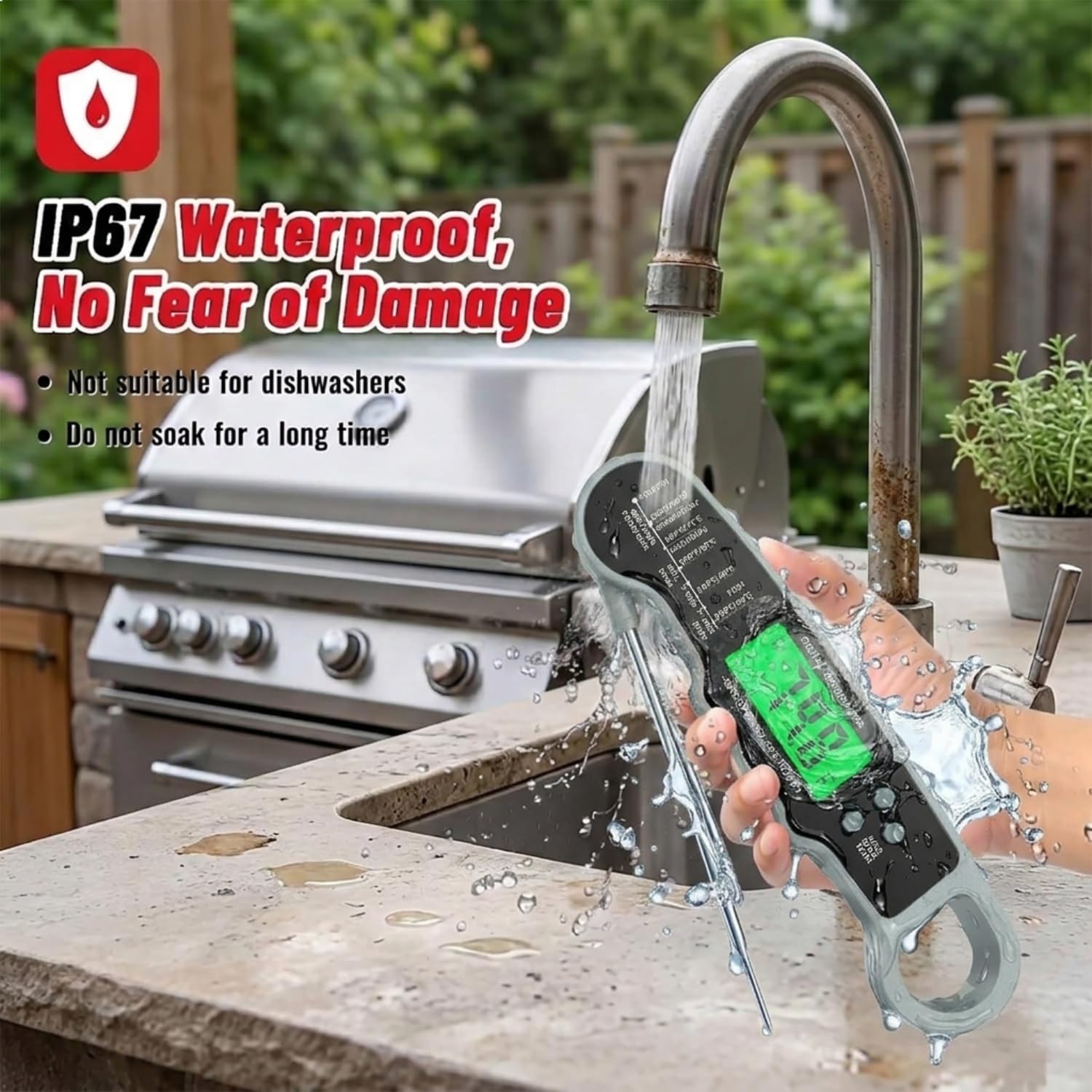 Thumbnail 4 de ZIKUREL Digital Instant-Read Meat Thermometer, Waterproof with Backlit Display