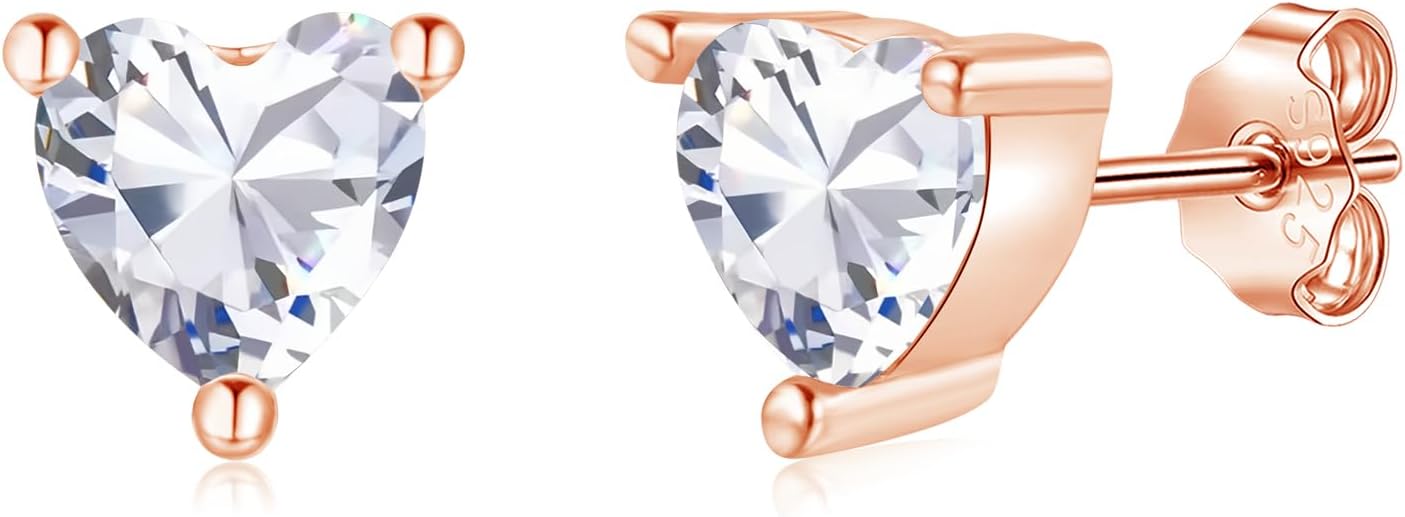 Detalle de Loutade Ohrringe Silber 925 – 3 Paare Herz-Ohrstecker mit Cubic Zirkonia
